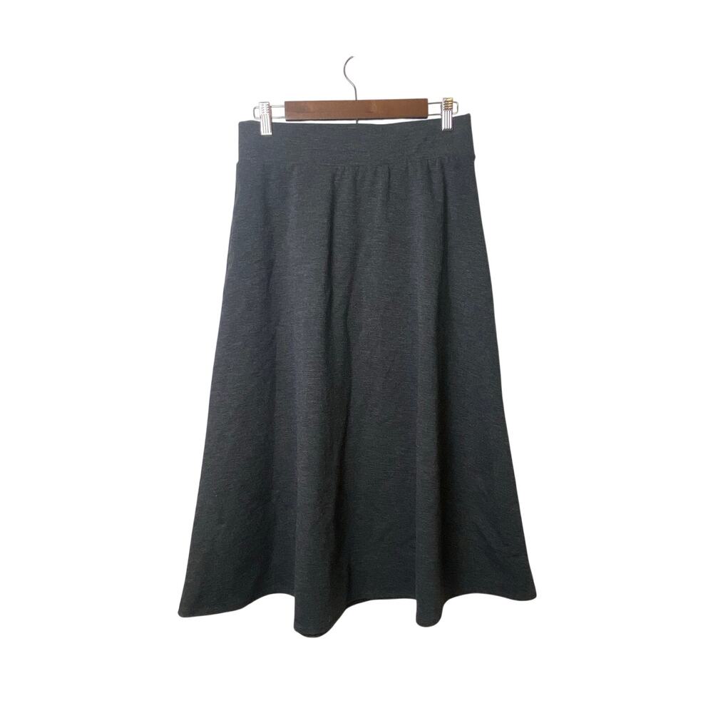 Dana Buchman Gray Knit Midi Skirt Pullon Minimalist Capsule Wardrobe Size Small